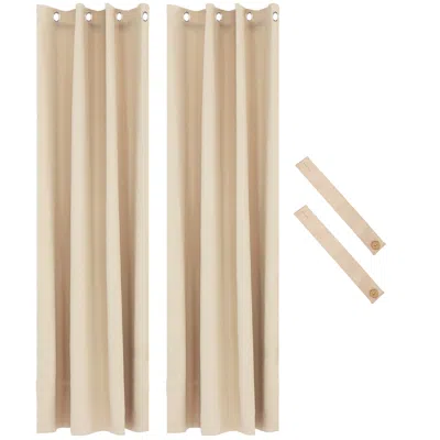 Sunnydaze Room Darkening Curtain Panel With Grommet Top - 52 X 107.5 In. - Beige - Set Of 2