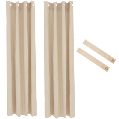 Sunnydaze Room Darkening Curtain Panel With Grommet Top - 52 X 84 In. - Beige - Set Of 2 In Neutral