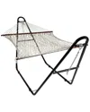 Sunnydaze Cotton Double Wide 2-person Rope Hammock With Spreader Bars And Multi-use Steel Stand - 450 Lb Weigh In Off-white