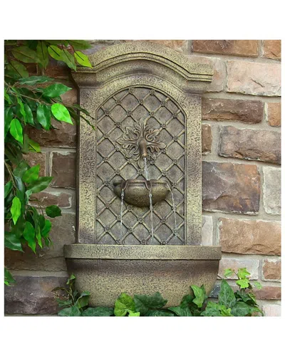 Sunnydaze Rosette Solar With Battery Outdoor Wall Fountain In Gold