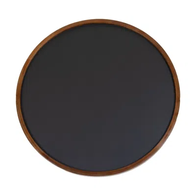 Sunnydaze Round Magnetic Chalkboard For Wall With Pine Frame, Chalk, And Eraser - Rustic Brown