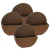 Sunnydaze Round Polyresin Wall-mounted Outdoor Flower Pot Planter - 12" - Dark Brown - 4pk