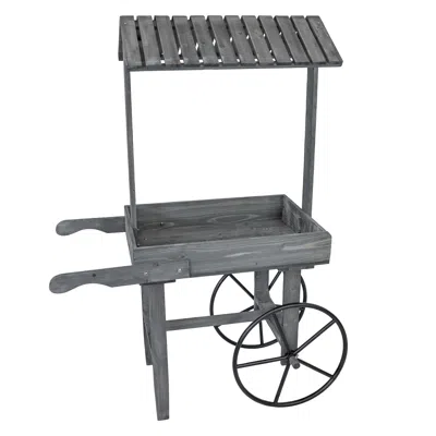 Sunnydaze Rustic, Vintage Flower Cart Display Stand Candy Cart With Wheels For A Wedding, Party, Or Event - Gr