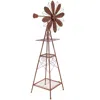 Sunnydaze Rustic Windmill Metal Outdoor Garden Statue With Tiers - 51" H - Brown/copper