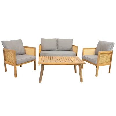Sunnydaze Sanibel 4-piece Patio Conversation Set - Gray