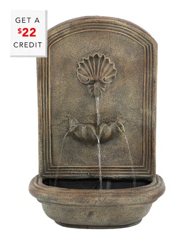 Sunnydaze Seaside Solar Wall Fountain With $22 Credit In Brown