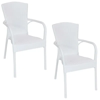 Sunnydaze Segesta All-weather Faux Wicker Plastic Dining Chair - Commercial Grade - Indoor/outdoor Use - 2 Cha