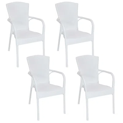 Sunnydaze Segesta Faux Wood Design Plastic All-weather Commercial-grade Outdoor Dining Chair - 4pk