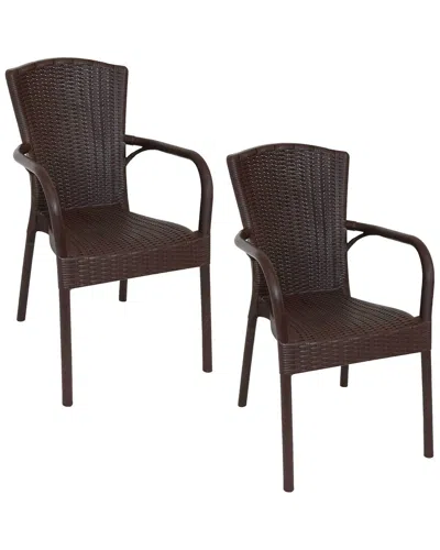 Sunnydaze Segesta Plastic Patio Armchair In Brown