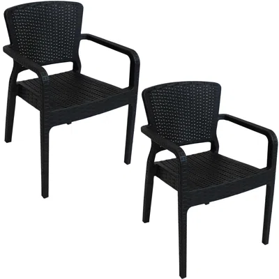 Sunnydaze Segonia Outdoor Plastic All-weather Commercial-grade Patio Dining Arm Chair, 2pk