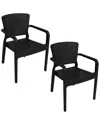 Sunnydaze Segonia Plastic Stac Arm Chair Set In Black