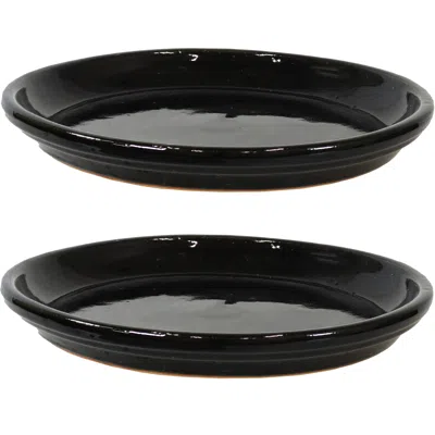 Sunnydaze Set Of 2 Glazed Ceramic Planter Saucers - 12"