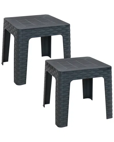 Sunnydaze Set Of 2 Patio Side Tables In Grey