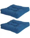 Sunnydaze Set Of 2 Tufted Outdoor Seat Cushions In Blue