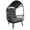 Sunnydaze Shaded Comfort Wicker Outdoor Egg Chair With Legs - 56.5" H