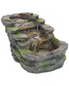 Sunnydaze Shale Falls Outdoor Fountain With Led Lights In Grey