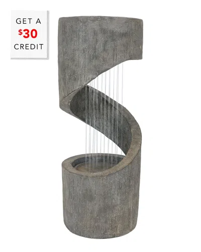 Sunnydaze Showering Spiral Outdoor Water Fountain 31in Water Feature W/ Led With $30 Credit In Gray