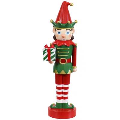Sunnydaze Small Indoor Christmas Nutcracker Statue - Jingles The Elf - Red/green - 17"