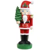 Sunnydaze Small Indoor Christmas Nutcracker Statue - Santa Claus With Tree - Red/green - 16.75"