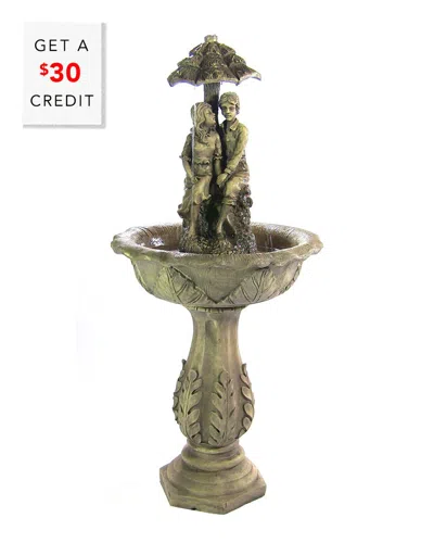 Sunnydaze Solar-on-demand Lovers Umbrella Outdoor Fountain With Led Lights With $30 Credit In Cream