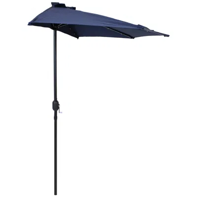 Sunnydaze Solar Wall Umbrella With Led Lights In Blue
