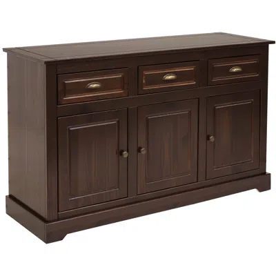 Sunnydaze Solid Pine Sideboard Cabinet With 3 Drawers And 3 Doors - Features Adjustable Inner Cabinet Shelf - 