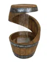 Sunnydaze 25"h Electric Resin Spiraling Barrel Outdoor Water Fountain With Led Lights In Brown