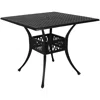 Sunnydaze Square Cast Aluminum Outdoor Patio Dining Table With Umbrella Hole, Black