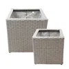 Sunnydaze Square Indoor Polyrattan Planters With Attached Clear Polypropylene Liner 14" Square X 14" H And 11"