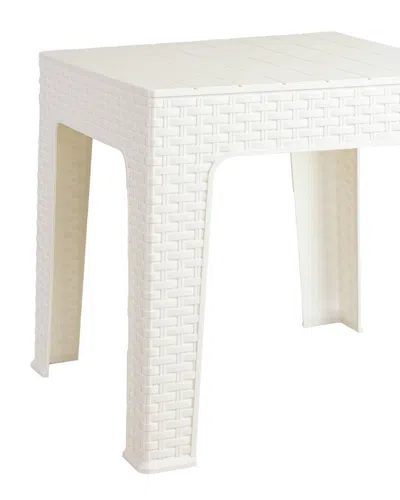 Sunnydaze Square Outdoor Side Table In White