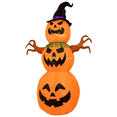 Sunnydaze Stacked Jack-o-lantern Scarecrow Halloween Inflatable - 7.4' H