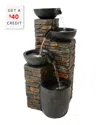 Sunnydaze 34"h Electric Polyresin Staggered Bowls Tiered Outdoor Water Fountain With Led Lights In Brown