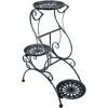 SUNNYDAZE STEEL 3-TIERED VICTORIAN POTTED FLOWER PLANT STAND DISPLAY SHELF - 31" - BLACK