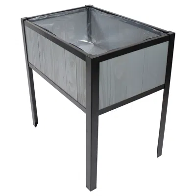 Sunnydaze Steel-framed Acacia Wood Raised Garden Bed With Legs - 30.75-inch H - Removable Planter Bag In Gray
