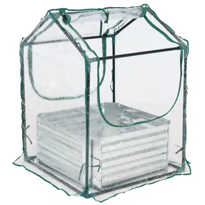Sunnydaze Steel Raised Garden Bed With Pvc Greenhouse Cover - Clear - 2' X 2'