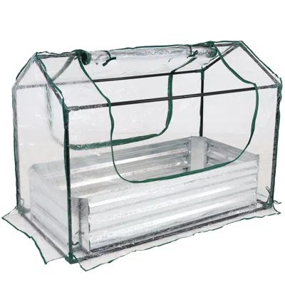 Sunnydaze Steel Raised Garden Bed With Pvc Greenhouse Cover - Clear - 4' X 2'