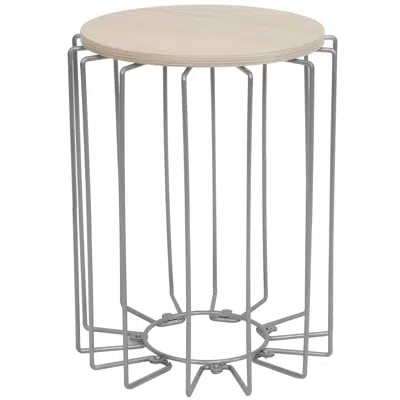 Sunnydaze Steel Wire Indoor End Table With Faux Woodgrain Mdf Tabletop - 17.75" H