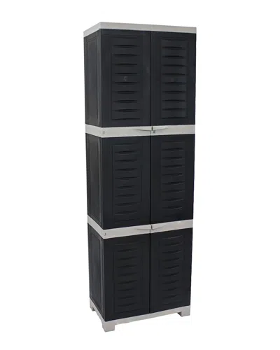Sunnydaze Storage Cabinet With 4 Adjustable Shelves & Lockable Doors In Black