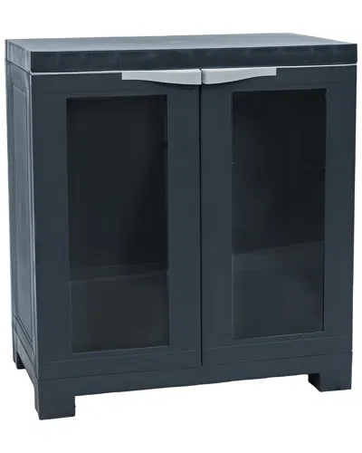 Sunnydaze Storage Cabinet With Adjustable Shelf & 2 Windows In Blue