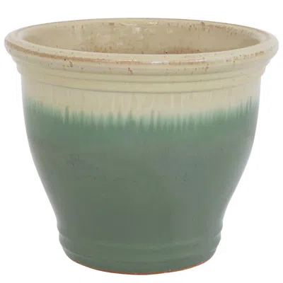 Sunnydaze Studio High-fired Glazed Uv- And Frost-resistant Outdoor Ceramic Flower Pot With Drainage Holes - 15