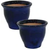 Sunnydaze Studio Outdoor/indoor High-fired Glazed Uv- And Frost-resistant Ceramic Flower Pot Planter With Drai