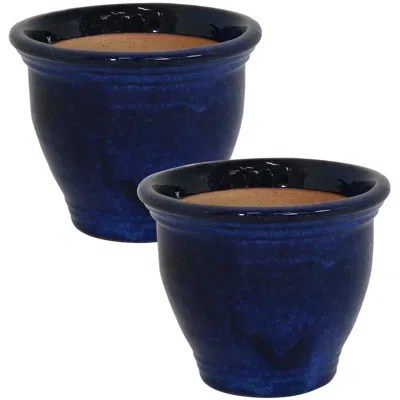 Sunnydaze Studio Outdoor/indoor High-fired Glazed Uv- And Frost-resistant Ceramic Flower Pot Planter With Drai