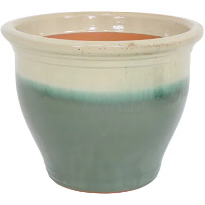 Sunnydaze Studio Uv- And Frost-resistant Ceramic Outdoor Flower Pot Planter With Drainage Holes - 18" Diameter