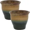 Sunnydaze Studio Uv- And Frost-resistant Ceramic Outdoor Planter With Drainage Holes - 11" Diameter - 2-pack