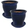 Sunnydaze Studio Uv- And Frost-resistant Ceramic Planters With Drainage Holes And Saucers - 11" Diameter - Imp