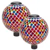 Sunnydaze Summer Trellis Glass Mosaic Indoor/outdoor Gazing Globe With Solar Light - 10" Diameter - Blue, Yell In Multi