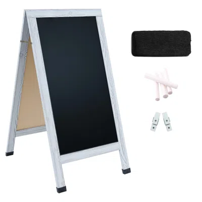 Sunnydaze Tableau Noir Magnétique Double Face  En Forme De A Avec Cadre En Pin - 57" X 27" In Blue