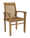 Sunnydaze Teak Outdoor Patio Dining Armchair In Brown