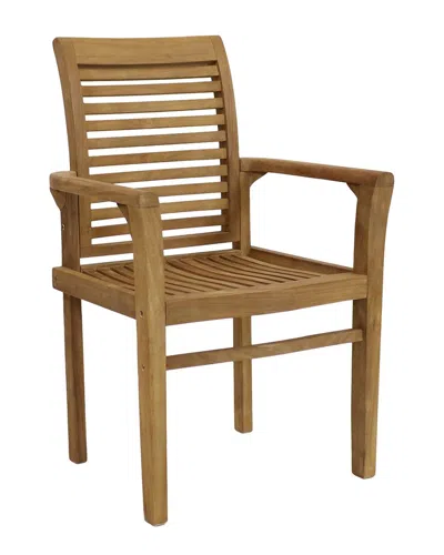 Sunnydaze Teak Outdoor Patio Dining Armchair In Brown