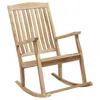 Sunnydaze Teak Wood Outdoor Porch Rocking Chair With Slatted Back, 275 Lb Capacity, Unfinished In Brown